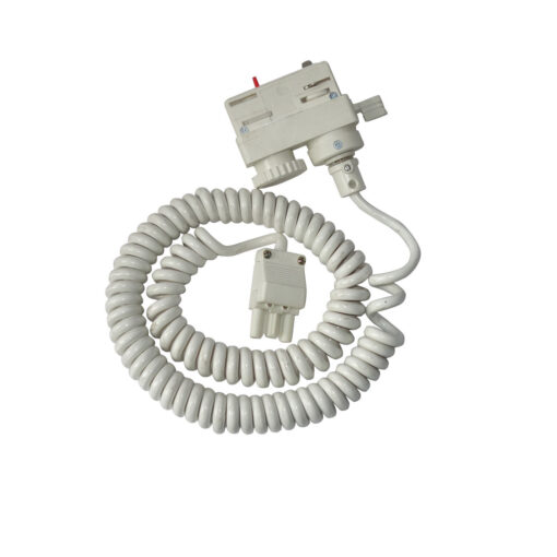 Spiralkabel + LTS LA 30 3-Phasen Stromschienen Multi Adapter 3x 0,75 mm² weiß 4m